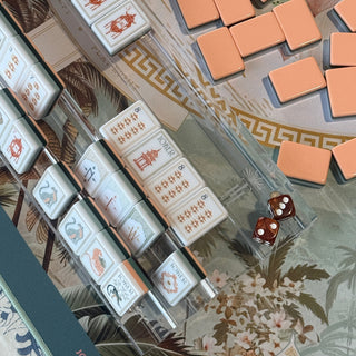 Crystal Clear Siamese Racks with Tiles by Mahj Tile Haus