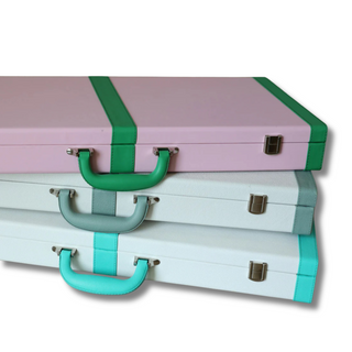 Cream and Sage Genuine Leather Travel Case